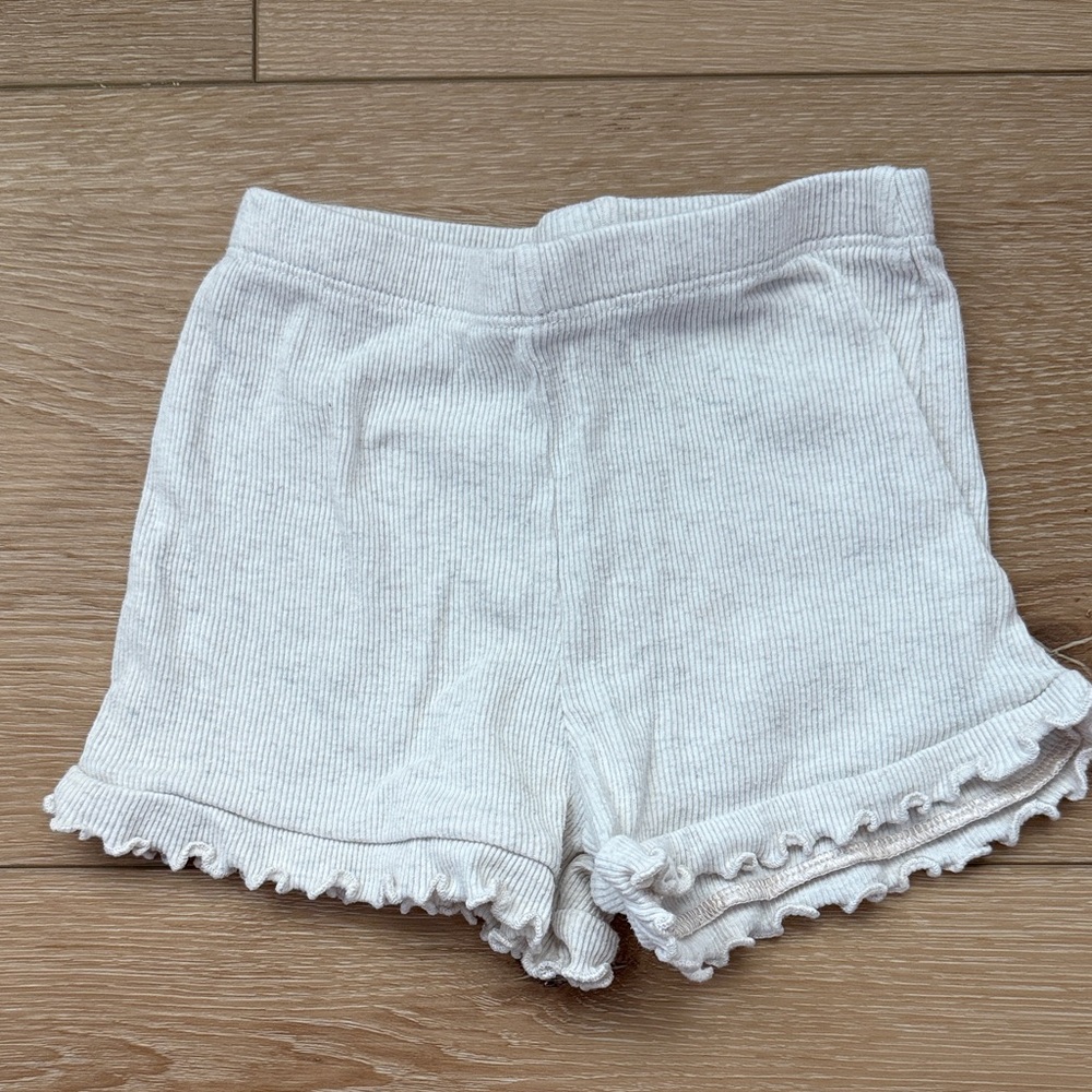Garanimals Ribbed Knit Ruffle Hem Girls Cream Shorts